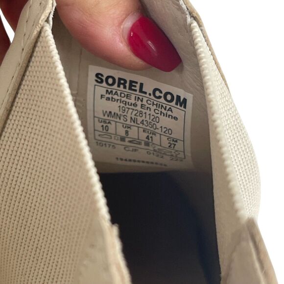 Sorel Brex Chunky Heel Lug Sole Chelsea Boots Sz 10 Waterproof Ivory Orange - Picture 6 of 7